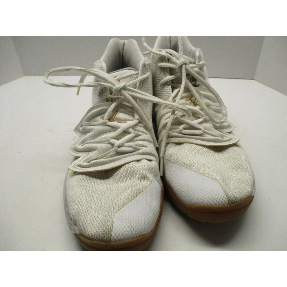 Nike Kyrie 5 GS Irish Sneakers Youth 7 White Metallic Gold AQ2456-170 EUC Read
